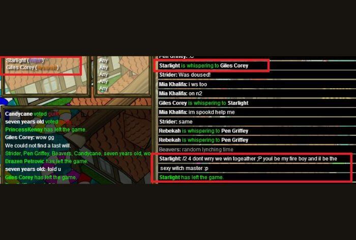 Whisper in Town of Salem by chat box