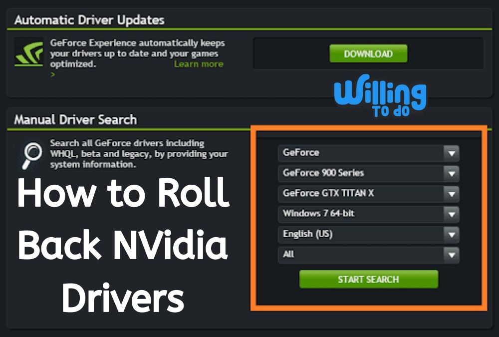 how to roll back nvidia driver windows 10