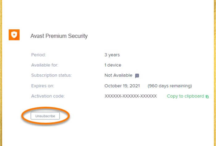 Canceling via Avast Account