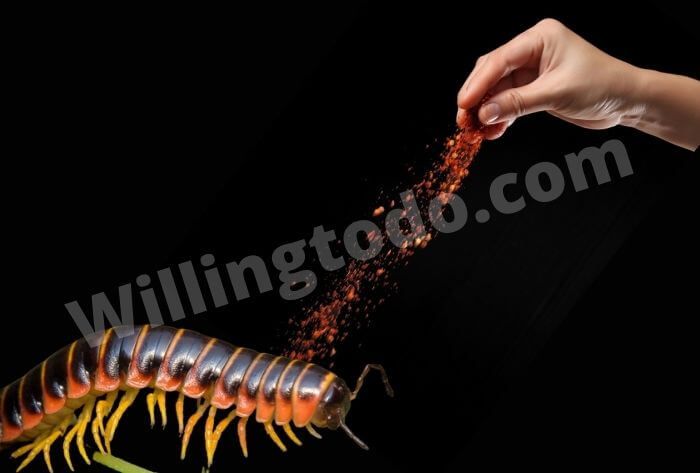 Sprinkle Cayenne Pepper over millipedes