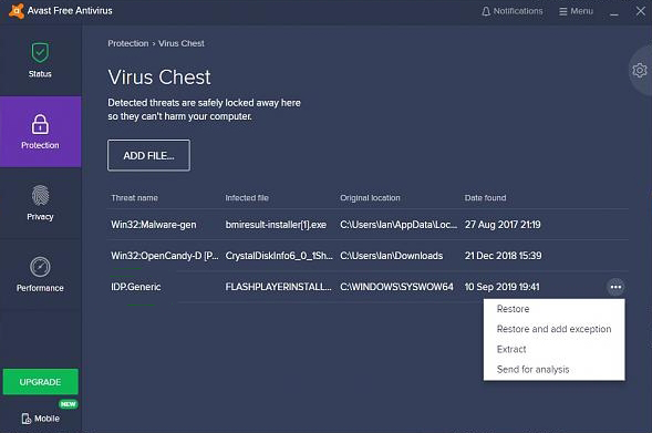 Discord Installation files in Avast Free Antivirus software