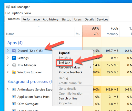 Remove Discord files by Task Manager