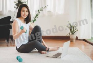 Female doing workout at home