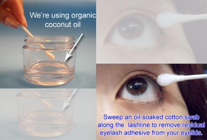 Use coconut oil to remove eyelash extensions
