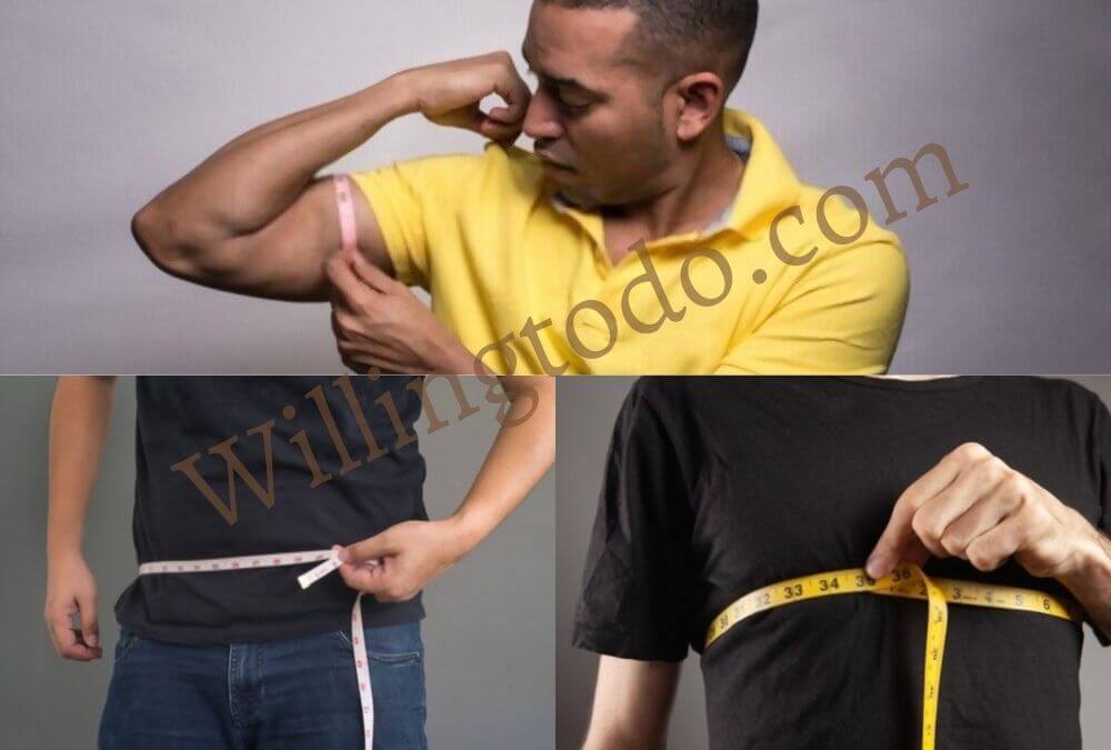 Measuring chest, arm, and waist to make men's crop top