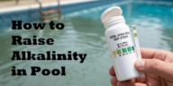 Checking pool water levels with a test strip to determine how to raise alkalinity in pool