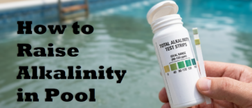 Checking pool water levels with a test strip to determine how to raise alkalinity in pool